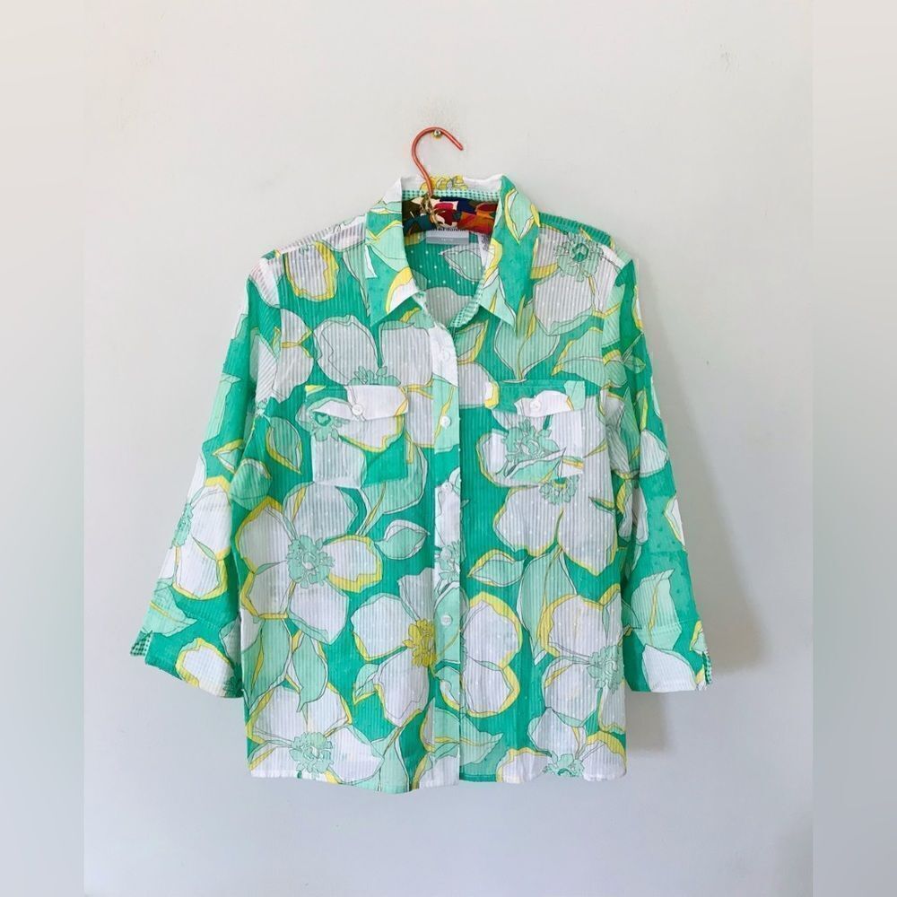Alfred Dunner | womens floral tropical button up top